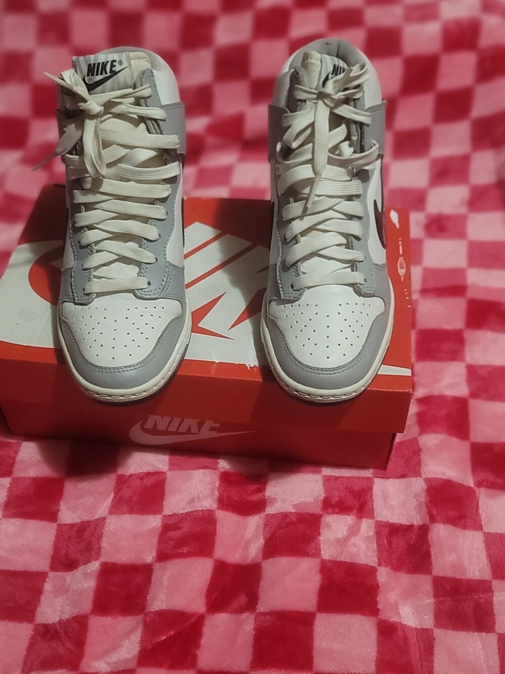 Nike Dunk Sky-Hi Wedge Sneaker in White, Light Gray and Black - Picture 3 of 4